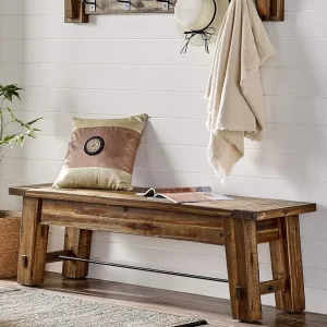 Distressed wood entryway bench