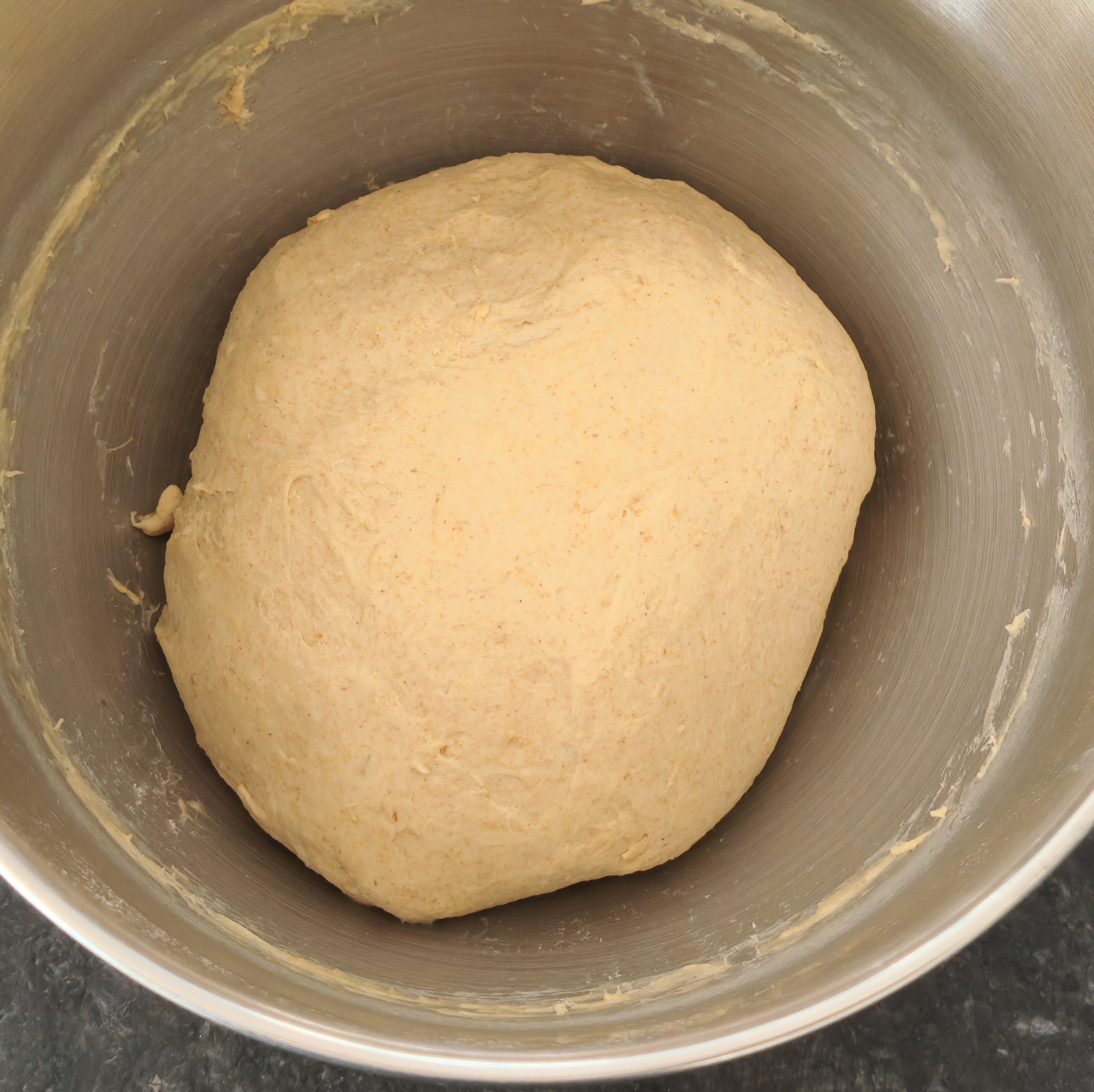 Honey oatmeal wheat bread dough before the first rise